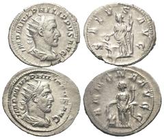 Lots - Ancient Coins Römische Münzen - Lots. Kaiserzeit. Lot (2 Stück, Silber): Antoniniane des Philippus I. Arabs (244 - 249 n. Chr.). Sehr schön / fast vorzüglich. Verkauft wie besehen, keine Rückga
