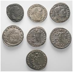 Lots - Ancient Coins Römische Münzen - Lots. Kaiserzeit. Lot (7 Stück): Folles (Kupfer) des Licinius I. (308 - 324 n. Chr.) (5x) und Maximinus II. Daia (310 - 313 n. Chr.) (2x). Sehr schön und fast vo