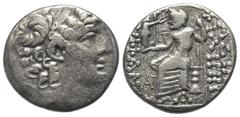Greek Seleukidisches Königreich. Philippos I. Philadelphos (95/4 - 76/5 v. Chr.). Tetradrachme (Silber). Nach 47 v. Chr. Antiochia am Orontes (Axios). Posthume Prägung im Namen Philipps. Vs: Kopf des 