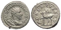 Roman Imperial Coinage Traianus Decius (249 - 251 n. Chr.). Antoninian (Silber). 249 - 250 n. Chr. Rom. Vs: IMP C M Q TRAIANVS DECIVS AVG. Büste mit Strahlenkrone, Paludament und Panzer rechts. Rs: AD