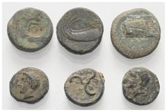 Lots - Ancient Coins Griechische Münzen - Lots. Phaselis (Lykien) / Perikles (Dynasten von Lykien). Lot (6 Stück): Bronze; ca. 4. - 3. Jhdt. v. Chr. Sehr schön - fast sehr schön. Verkauft wie besehen,