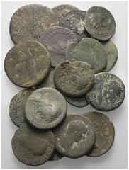 Lots - Ancient Coins Römische Münzen - Lots. Kaiserzeit. Lot (18 Stück, Bronze und Silber): Bronzemünzen aus dem 1. und 2. Jh. Dazu drei Antoniniane (Silber) des Gordianus. Fast sehr schön, teils sehr