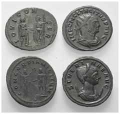 Lots - Ancient Coins Römische Münzen - Lots. Kaiserzeit. Lot (4 Stück): Antoniniane von Aurelianus (270 - 275 n. Chr.), Severina (270 - 275 n. Chr.), Tacitus (275 - 276 n. Chr.) und Florianus (276 n. 