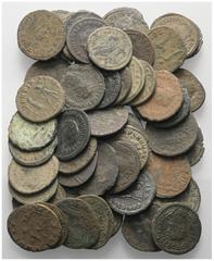 Lots - Ancient Coins Römische Münzen - Lots. Kaiserzeit. Lot (57 Stück, Billon und Kupfer): Antoniniane und Radiati. Unter anderem: Aurelianus (270 - 275 n. Chr.), Probus (276 - 282 n. Chr.), Diocleti