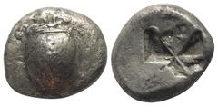 Greek Inseln vor Attika. Aigina. Stater (Silber). Ca. 525 - 475 v. Chr. Vs: Seeschildkröte. Rs: Quadratum incusum. 21 mm. 12,00 g. HGC 6, 428; Slg. Dewing 1655. Sehr schön.