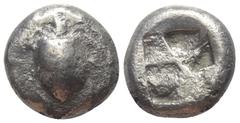Greek Inseln vor Attika. Aigina. Stater (Silber). Ca. 525 - 475 v. Chr. Vs: Seeschildkröte. Rs: Quadratum incusum. 20 mm. 11,40 g. HGC 6, 428; Slg. Dewing 1655. Sehr schön.
