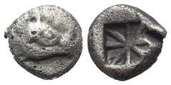 Greek Dynasten von Lykien. Unbestimmte Dynasten. 1/3 Stater (Tetrobol, Silber). Um 500 / 480 v. Chr. Vs: Kopf eines Ebers rechts. Rs: Quadratum incusum mit acht sternförmig angeordneten Linien. 13 mm.
