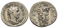 Roman Imperial Coinage Philippus I. Arabs (244 - 249 n. Chr.). Antoninian (Silber). 244 - 245 n. Chr. Rom. Vs: IMP M IVL PHILIPPVS AVG. Büste mit Strahlenkrone, Paludament und Panzer rechts. Rs: FIDES