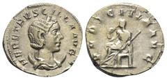 Roman Imperial Coinage Herennia Etruscilla (Kaiserin 249 - 251 n. Chr.). Antoninian (Silber). 250 - 251 n. Chr. Rom. Vs: HER ETRVSCILLA AVG. Drapierte Büste mit Diadem auf Mondsichel rechts. Rs: PVDIC