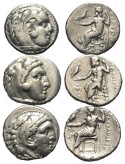 Lots - Ancient Coins Griechische Münzen - Lots. Alexander III. / Philippos III. (Königreich Makedonien). Lot (3 Stück, Silber): Drachme; ca. 4. - 3. Jhdt. v. Chr. Sehr schön - fast sehr schön. Verkauf