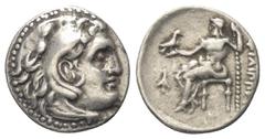 Greek Königreich Makedonien. Philippos III. Arrhidaios (323 - 317 v. Chr.). Drachme (Silber). Ca. 323 - 319 v. Chr. Magnesia am Mäander. Vs: Kopf des jugendlichen Herakles mit Löwenfell rechts. Rs: Ze