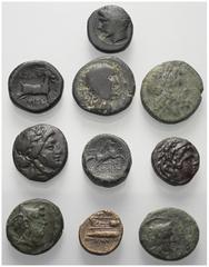 Lots - Ancient Coins Griechische Münzen - Lots. Unter anderem: Amphipolis / Thessalonike (Makedonien) / Philippos II. (Königreich Makedonien) / Thessalischer Bund (Thessalien). Lot (10 Stück): Bronze;
