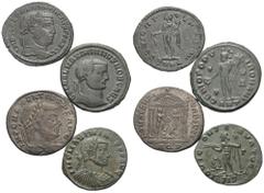 Lots - Ancient Coins Römische Münzen - Lots. Kaiserzeit. Lot (4 Stück, Bronze): Folles des Maximianus I. Herculius (285 - 310 n. Chr.) (2x), Maxentius (306 - 312 n. Chr.) und Maximinus II. Daia (310 -