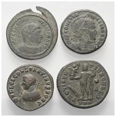 Lots - Ancient Coins Römische Münzen - Lots. Kaiserzeit. Lot (4 Stück, Bronze): Kleinbronzen des Constantinus I. (307 - 337 n. Chr.), Licinius I. (308 - 324 n. Chr.) und Licinius II. (317 - 324 n. Chr