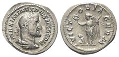 Roman Imperial Coinage Maximinus I. Thrax (235 - 238 n. Chr.). Denar (Silber). 236 - 238 n. Chr. Rom. Vs: MAXIMINVS PIVS AVG GERM. Büste mit Lorbeerkranz, Paludament und Panzer rechts. Rs: VICTORIA GE