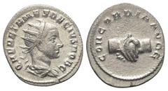 Roman Imperial Coinage Herennius Etruscus (251 n. Chr.). Antoninian (Silber). 250 - 251 n. Chr. Rom. Vs: Q HER ETR MES DECIVS NOB C. Büste mit Strahlenkrone und Paludament rechts. Rs: CONCORDIA AVGG. 