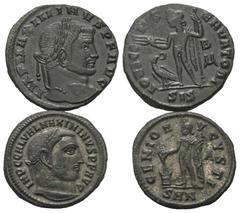 Lots - Ancient Coins Römische Münzen - Lots. Kaiserzeit. Lot (2 Stück, Bronze): Folles des Maximinus II. Daia (310 - 313 n. Chr.). Fast vorzüglich / vorzüglich. Verkauft wie besehen, keine Rückgabe / 