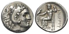 Greek Königreich Makedonien. Philippos III. Arrhidaios (323 - 317 v. Chr.). Drachme (Silber). Ca. 323 - 317 v. Chr. Lampsakos. Vs: Kopf des jugendlichen Herakles mit Löwenfell rechts. Rs: Zeus mit Adl