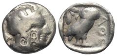 Greek Attika. Athen. Tetradrachme (Silber). Ca. 400 - 353 v. Chr. Vs: Kopf der Athena mit ölzweiggeschmücktem attischem Helm, Ohranhänger und Halskette rechts. Rs: Eule nach rechts stehend, Kopf en fa