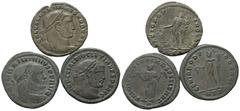 Lots - Ancient Coins Römische Münzen - Lots. Kaiserzeit. Lot (3 Stück, Bronze): Folles des Diocletianus (284 - 305 n. Chr.), Maximianus I. Herculius (285 - 310 n. Chr.) und Maximinus II. Daia (310 - 3