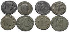Lots - Ancient Coins Römische Münzen - Lots. Kaiserzeit. Lot (4 Stück, Bronze): Folles des Constantinus I. (307 - 337 n. Chr.) (3x) und Maximinus II. Daia (310 - 313 n. Chr.). Sehr schön / fast vorzüg