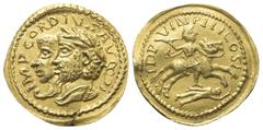 Imitations of ancient Coins Imitationen römischer Münzen. Spätes 3. Jhdt. bis Zeit um 300. Unbekannte, wohl ostgermanische Prägestätte. Aureus der sogenannten 'Gordian-Gruppe'. Vs: IMP GORDIVS AV. Ges