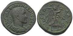 Roman Imperial Coinage Maximinus I. Thrax (235 - 238 n. Chr.). Sesterz (Bronze). 235 - 236 n. Chr. Rom. Vs: IMP MAXIMINVS PIVS AVG. Büste mit Lorbeerkranz, Paludament und Panzer rechts. Rs: VICTORIA A