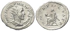 Roman Imperial Coinage Philippus I. Arabs (244 - 249 n. Chr.). Antoninian (Silber). 245 n. Chr. Rom. Vs: IMP M IVL PHILIPPVS AVG. Büste mit Strahlenkrone, Paludament und Panzer rechts. Rs: P M TR P II