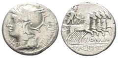 Roman Republican M. Baebius Tampilus. Denar (Silber). 137 v. Chr. Rom. Vs: TAMPIL. Kopf der Roma mit geflügeltem Helm links, davor Wertzeichen. Rs: ROMA / M BAEBI Q F. Apollo mit Zweig und Bogen in ga