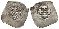 Medieval - Austria Kärnten. Bernhard II. (1202 - 1256). Pfennig - Friesacher Schlag (Silber). Ohne Jahr. Vs: Herrscher mit Schwert frontal sitzend Rs: Vier ins Kreuz gestellte Tatzenkreuze. 20 mm. 1,0