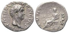 Roman Imperial Coinage Otho (69 n. Chr.). Denar (Silber). 69 n. Chr. Rom. Vs: IMP OTHO CAESAR AVG TR P. Kopf rechts. Rs: PONT MAX. Vesta mit Patera und Szepter nach links sitzend. 18 mm. 2,87 g. RIC 2