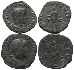 Lots - Ancient Coins Römische Münzen - Lots. Kaiserzeit. Lot (2 Stück, Bronze): Sesterzen des Gordianus III. (238 - 244 n. Chr.) und Herennius Etruscus (251 n. Chr.). Patina, sehr schön. Verkauft wie 