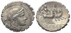 Roman Republican C. Naevius Balbus. Denar (Silber). 79 v. Chr. Rom. Vs: Kopf der Venus mit Diadem rechts, dahinter S C; im Feld rechts Kontrollzeichen. Rs: C NAE BALB. Victoria in galoppierender Triga