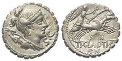 Roman Republican Ti. Claudius Nero. Denar (Silber). 79 v. Chr. Rom. Vs: Drapierte Büste der Diana mit Diadem, Bogen und Köcher rechts, im Feld rechts S C. Rs: TI CLAVD TI F / AP N. Victoria mit Kranz 