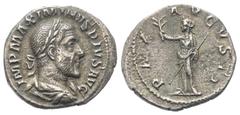 Roman Imperial Coinage Maximinus I. Thrax (235 - 238 n. Chr.). Denar (Silber). 235 - 236 n. Chr. Rom. Vs: IMP MAXIMINVS PIVS AVG. Büste mit Lorbeerkranz, Paludament und Panzer rechts. Rs: PAX AVGVSTI.