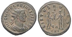 Roman Imperial Coinage Carinus (283 - 285 n. Chr.). Antoninian (Kupfer). 283 - 285 n. Chr. Antiochia. Vs: IMP C M AVR CARINVS P F AVG. Büste mit Strahlenkrone und Panzer rechts. Rs: VIRTVS AVGG / XXI.
