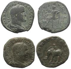Lots - Ancient Coins Römische Münzen - Lots. Kaiserzeit. Lot (2 Stück, Bronze): Sesterzen des Maximinus I. Thrax (235 - 238 n. Chr.) und Philippus I. Arabs (244 - 249 n. Chr.). Sehr schön. Verkauft wi
