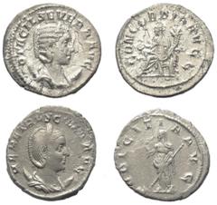 Lots - Ancient Coins Römische Münzen - Lots. Kaiserzeit. Lot (2 Stück, Silber): Antoniniane der Otacilia Severa (Kaiserin 244 - 249 n. Chr.) und Herennia Etruscilla (Kaiserin 249 - 251 n. Chr). Sehr s