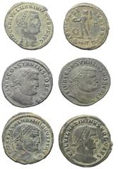 Lots - Ancient Coins Römische Münzen - Lots. Kaiserzeit. Lot (6 Stück, Bronze): Folles. Unter anderem: Galerius Maximianus (305 - 311 n. Chr.), Constantius I. Chlorus (305 - 306 n. Chr.), Maximinus II