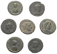 Lots - Ancient Coins Römische Münzen - Lots. Kaiserzeit. Lot (7 Stück, Bronze): Folles des Licinius I. (308 - 324 n. Chr.), Maximinus II. Daia (310 - 313 n. Chr.) etc. Meist sehr schön. Verkauft wie b