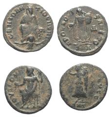 Lots - Ancient Coins Römische Münzen - Lots. Kaiserzeit. Lot (2 Stück, Kupfer): Anonyme Prägungen (Zeit des Maximinus II. Daia (310 - 313 n. Chr.)), Münzstätte: Antiochia. Sehr schön. Verkauft wie bes