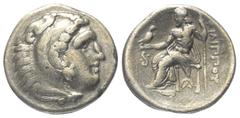 Greek Königreich Makedonien. Philippos III. Arrhidaios (323 - 317 v. Chr.). Drachme (Silber). Ca. 323 - 317 v. Chr. Lampsakos. Vs: Kopf des jugendlichen Herakles mit Löwenfell rechts. Rs: Zeus mit Adl