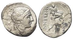 Roman Republican M. Herennius. Denar (Silber). 108 oder 107 v. Chr. Rom. Vs: PIETAS. Kopf der Pietas mit Diadem rechts. Rs: M HERENNI. Amphinomus, einer der beiden Brüder aus Catane, mit seinem Vater 