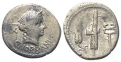 Roman Republican C. Norbanus. Denar (Silber). 83 v. Chr. Rom. Vs: C NORBANVS. Kopf der Venus mit Diadem rechts, dahinter Kontrollzeichen. Rs: Ähre, Liktorenbündel mit Axt und Caduceus nebeneinander. 1