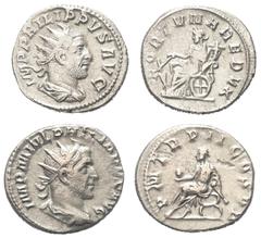 Lots - Ancient Coins Römische Münzen - Lots. Kaiserzeit. Lot (2 Stück, Silber): Antoniniane des Philippus I. Arabs (244 - 249 n. Chr.). Sehr schön. Verkauft wie besehen, keine Rückgabe / Sold as viewe