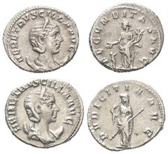 Lots - Ancient Coins Römische Münzen - Lots. Kaiserzeit. Lot (2 Stück, Silber): Antoniniane der Herennia Etruscilla (Kaiserin 249 - 251 n. Chr.). Sehr schön / fast vorzüglich. Verkauft wie besehen, ke