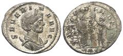 Roman Imperial Coinage Severina (Kaiserin 270 - 275 n. Chr.). Antoninian (Billon). 274 - 275 n. Chr. Ticinum. Vs: SEVERINA AVG. Büste mit Diadem vor Mondsichel rechts. Rs: PROVIDEN DEOR. Fides steht n