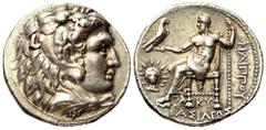 Greek Königreich Makedonien. Philippos III. Arrhidaios (323 - 317 v. Chr.). Tetradrachme (Silber). Ca. 323 - 317 v. Chr. Babylon. Vs: Kopf des jugendlichen Herakles mit Löwenfell rechts. Rs: Zeus mit 