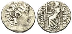 Roman Provincial Seleukis und Pierien. Antiochia am Orontes. Posthume Prägung im Namen Philippos I. Philadelphos (95/4 - 76/5 v. Chr.). Tetradrachme (Silber). 23 - 22 v. Chr. (Jahr 27). Vs: Kopf des P