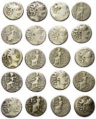 Lots - Ancient Coins Provinzialrömische Münzen - Lots. Seleukis und Pierien. Antiochia am Orontes. Posthume Prägung im Namen Philippos I. Philadelphos Lot (20 Stück, Silber): Tetradrachme; 1. Jhdt. v.